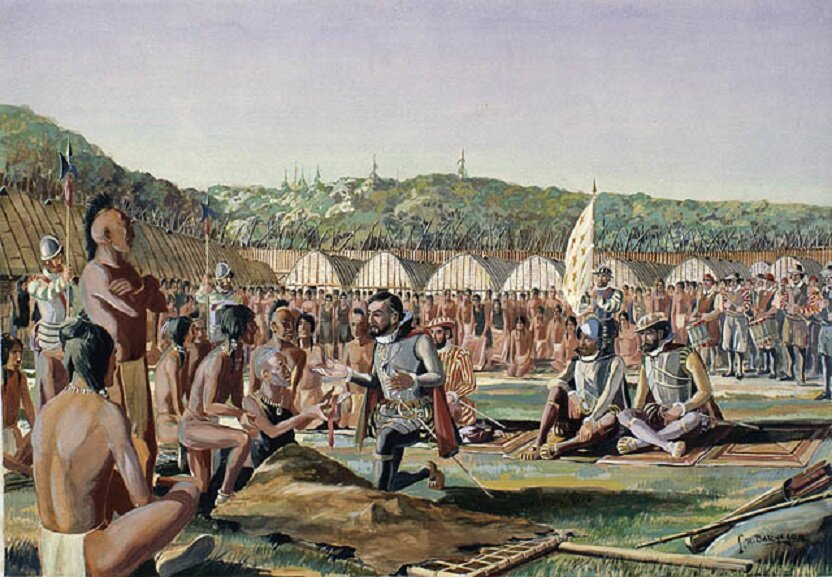 Французы в деревне ирокезов. Робб Бэтчелор, 1933. Источник: wikipedia.org