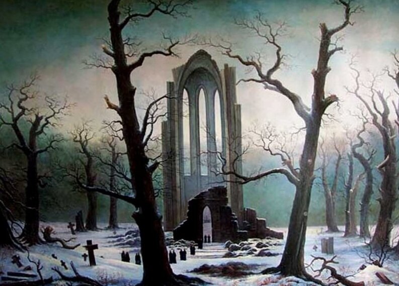 "Монастырское кладбище в снегу" 1819 год.