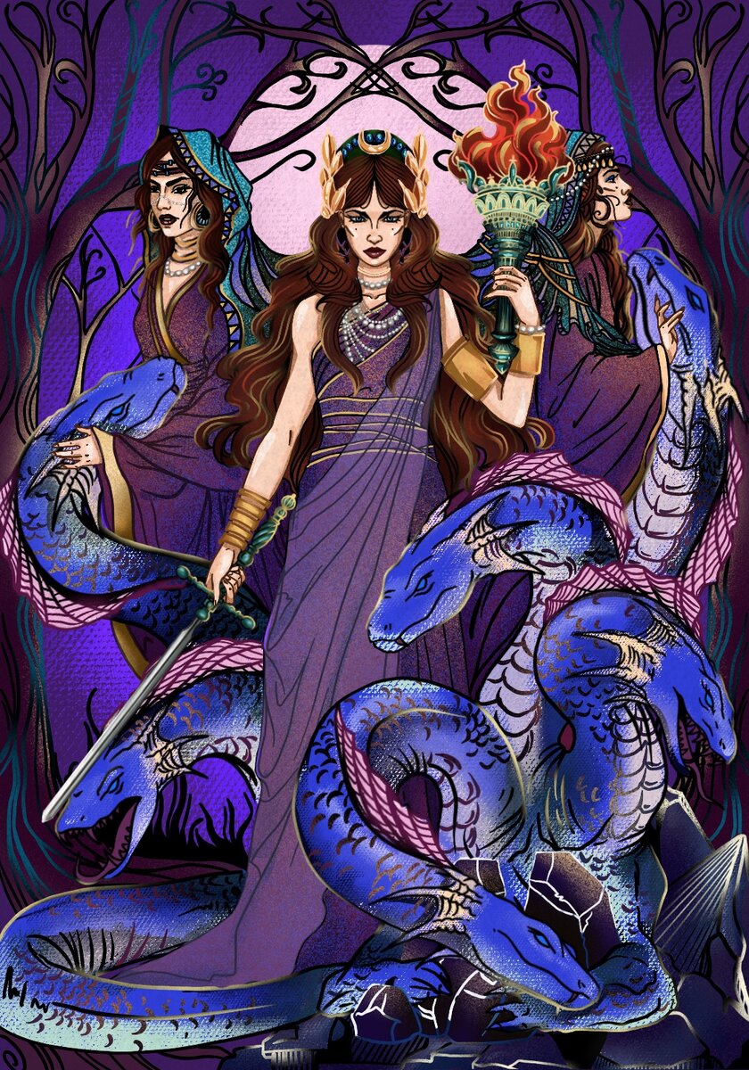 Иллюстрация символики 29 лунных суток: Геката приручила малышку Гидру. Источник: lunai.ru