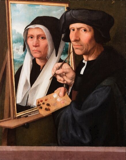 «Якоб Корнелис ван Остзанен, пишущий портрет своей жены»  (ок. 1550) Толедский музей искусств