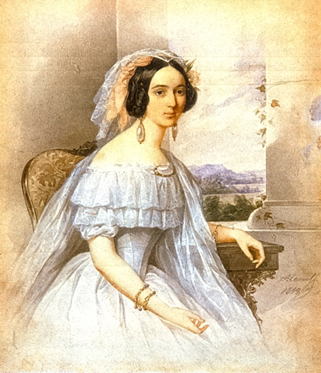 Александра Осиповна Смирнова (1809-1882). Автор акварели: Н. М. Алексеев (1813-1880). 1844 г. Неаполь.
