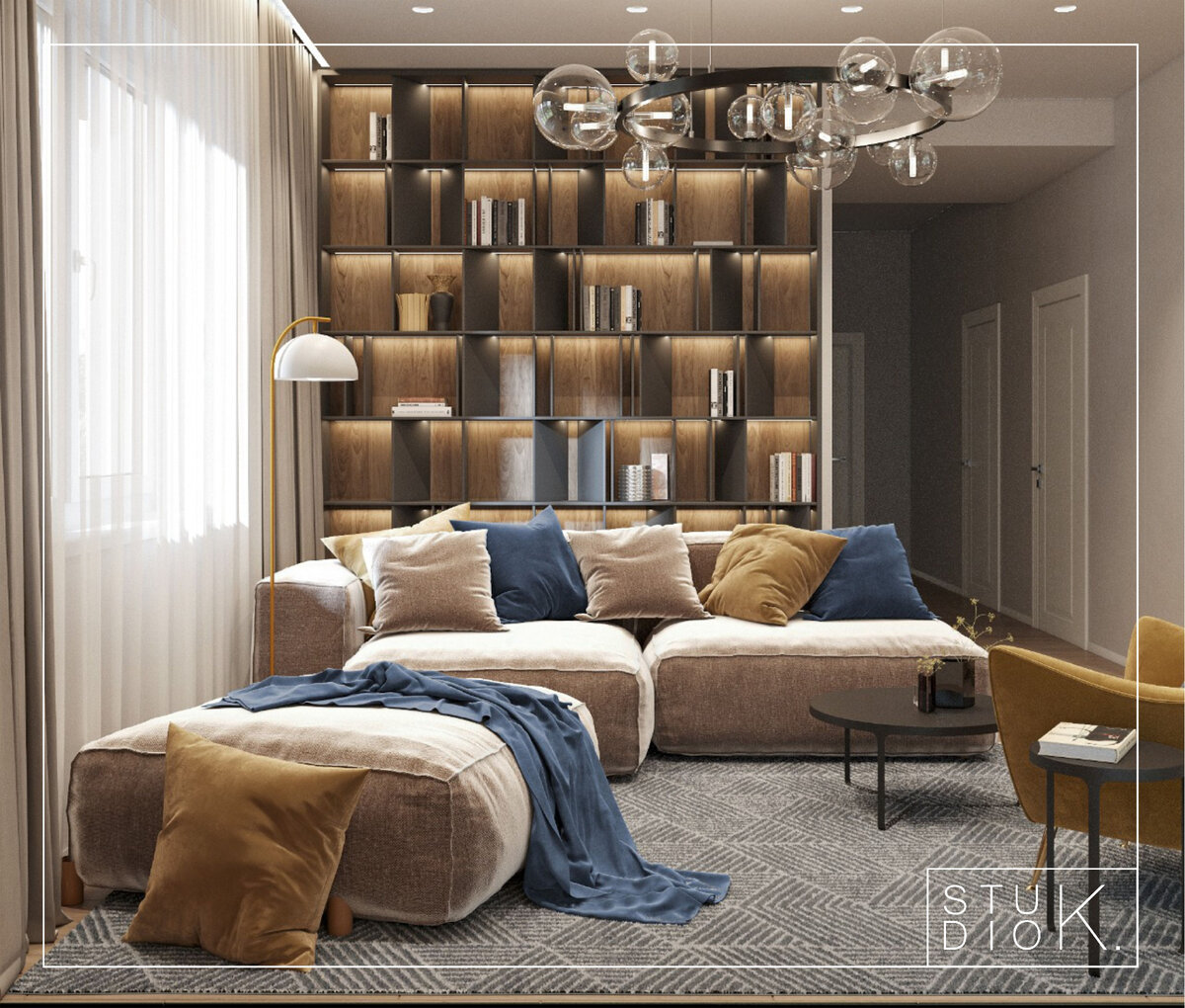 Пример трехмерной визуализации гостиной 