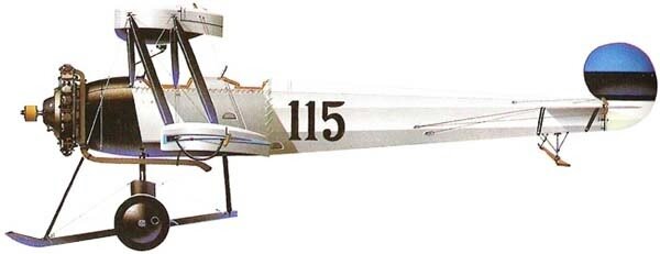 Avro 504 — «британец», унаследованный от Российской империи, в эстонских цветах.