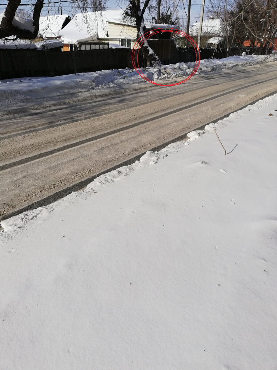 Та самая колея и то самое дерево, отмечено красным кругом.