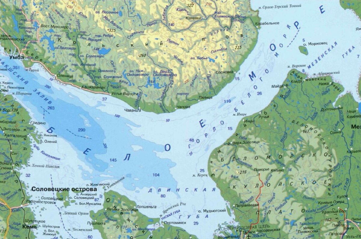 Карта баренцева моря с островами и населенными пунктами