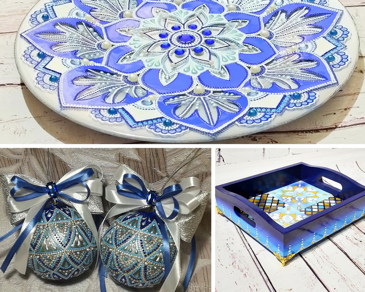 Авторские работы в технике точечной росписи