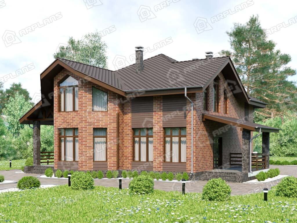 Фото 1 двухэтажного дома из блоков с мансардой, 3 спальнями, гостевой, газовой котельной. Общая площадь 200 кв м. Источник arplans.ru Проект К-285