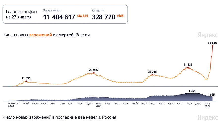 Статистика числа заражений и смертей в России