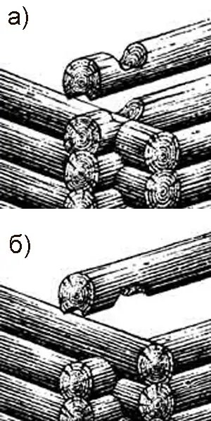 Конструктивной основой рубленого дома был четырех угольный в плане бревенчатый сруб, состоявший из горизонтально уложенных друг на друга бревен-"венцов". Важной особенностью этой конструкции является то, что при его естественной усушке и последующей осадке исчезали щели между венцами, стена становилась более плотной и монолитной. Для обеспечения горизонтальности венцов сруба бревна укладывались так, что комлевые концы чередовались с вершинными, то есть, более толстые с теми, что потоньше. Чтобы венцы хорошо прилегали друг к другу, в каждом из соседних бревен выбирался продольный паз. В старину паз делался в нижнем бревне, на его верхней стороне, но, поскольку при таком решении в углубление попадала вода и бревно быстро подгнивало, паз стали делать на нижней стороне бревна. Данный прием сохранился и до наших дней.