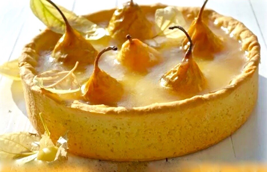 Зеркальный пирог с грушами.