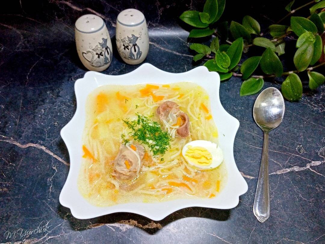 Макароны по-флотски с куриными желудками