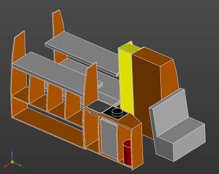 Проект слегка менялся на ходу: решили не делать стенку слева в хвосте. Справа осталась, но в усеченном виде