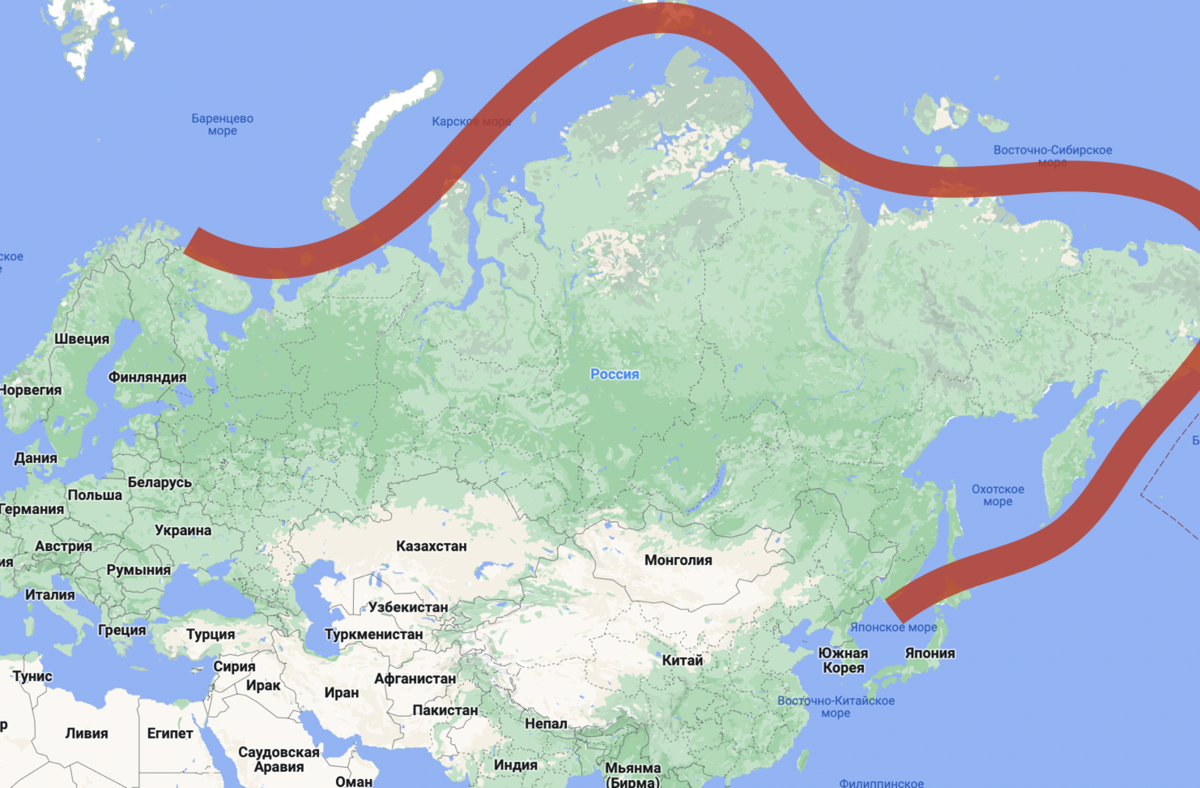 Морская сторона России, к которой хоть и можно подобраться, но расстояния до Москвы огромны