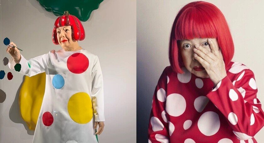    Робот Яеи Кусамы (слева) и фото настоящей художницы (справа). Источник: theartnewspaper.com