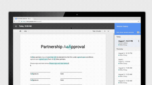Как присваивать имена в истории версий Google Таблиц.