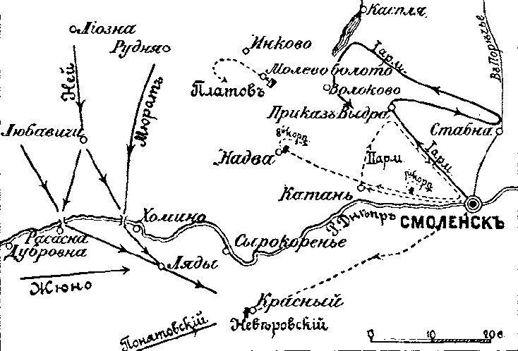 Карта боя под Красным 14 августа 1812 года