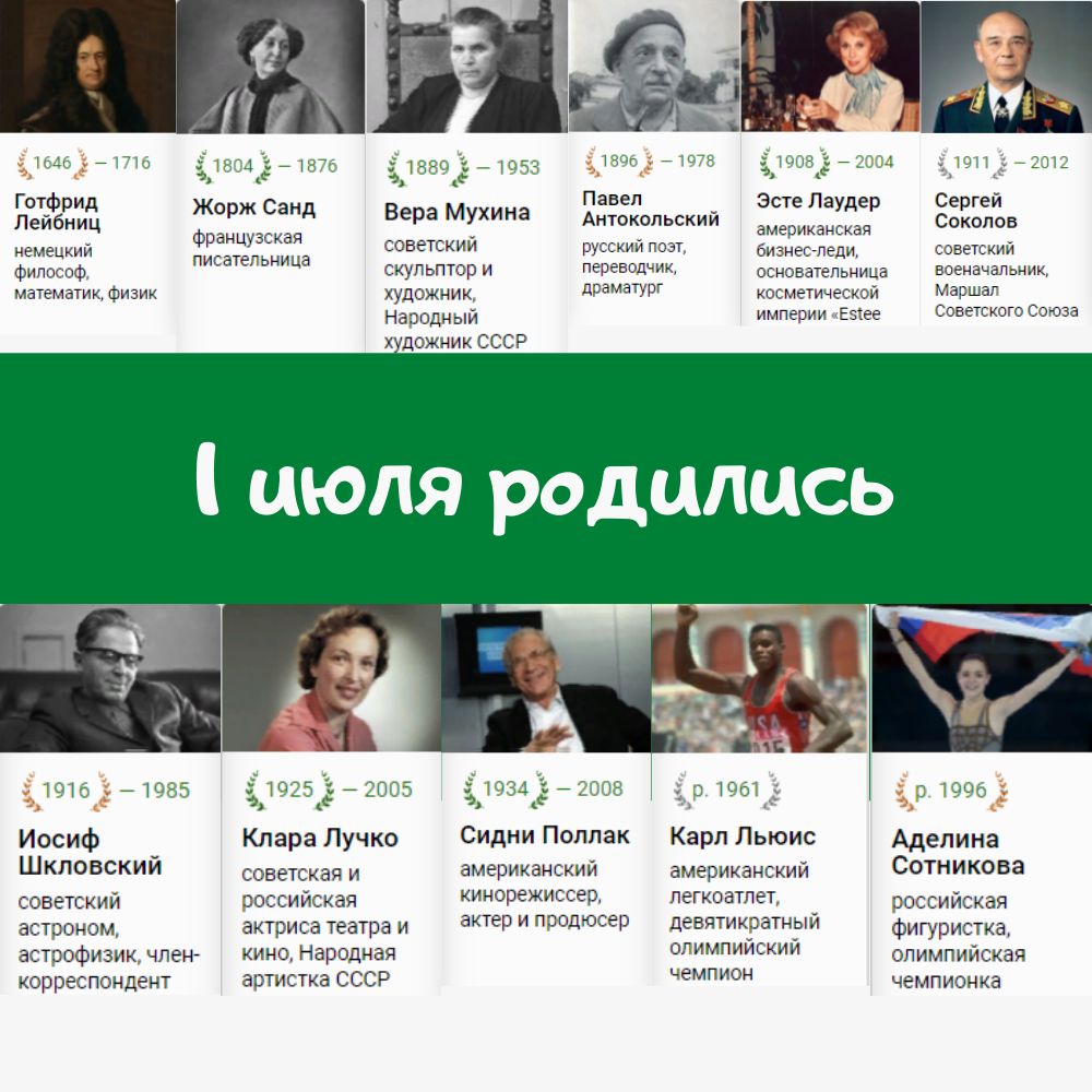 Рождённые 1 июля известные личности