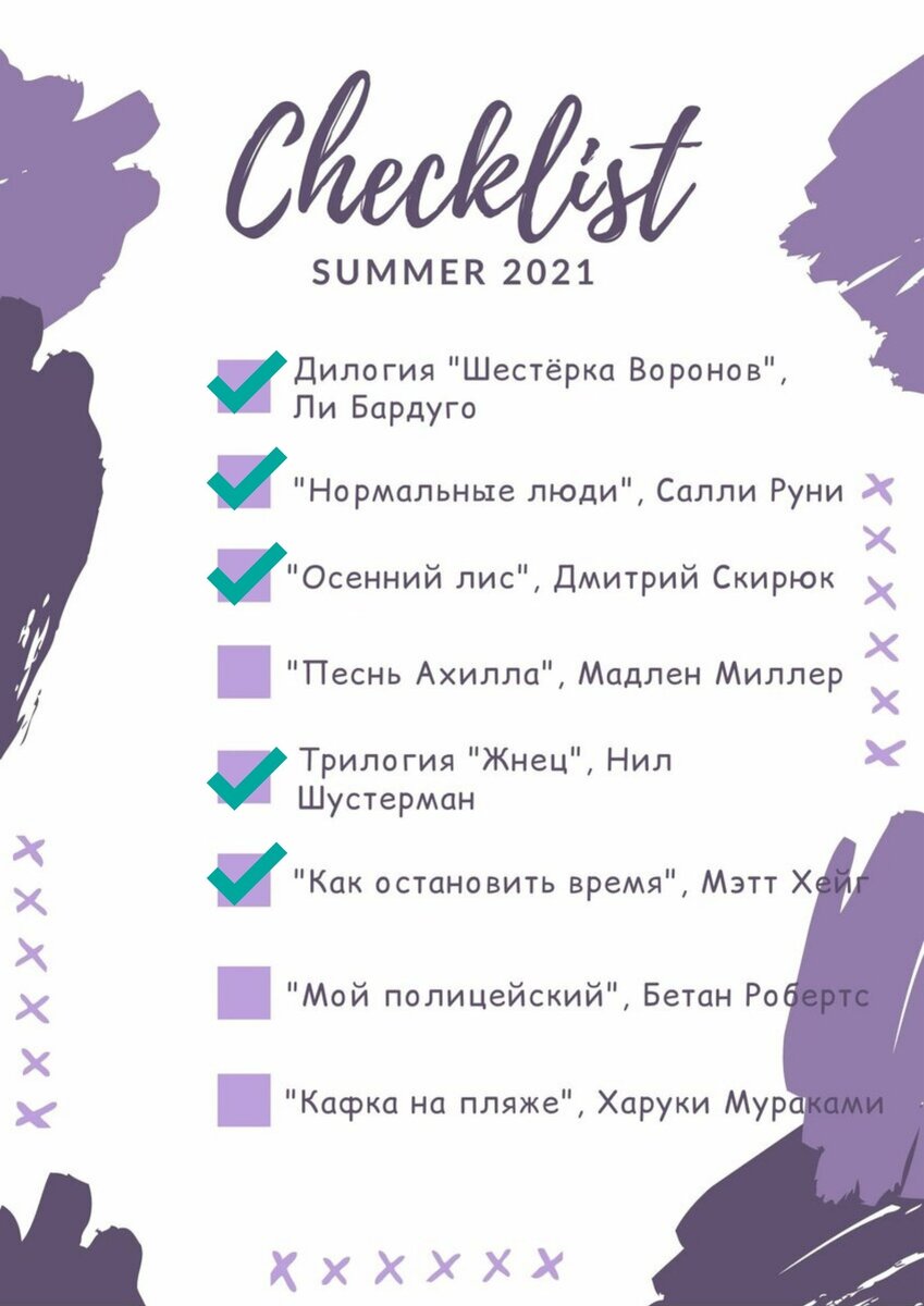 * В трилогии Шустермана я прочитала только первую книгу. Пока не знаю, планирую ли продолжать цикл.
** "Песнь Ахилла" и "Кафка на пляже" все еще лежат абсолютно неоткрытые и нечитаные у меня на полке, но я знаю, что доберусь до них! 