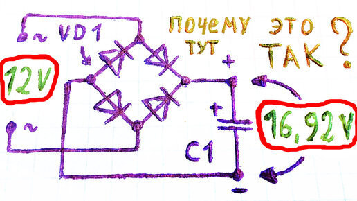 Descargar video: Почему происходит увеличение напряжения после диодного выпрямителя на сглаживающем конденсаторе в схемах блоков питания