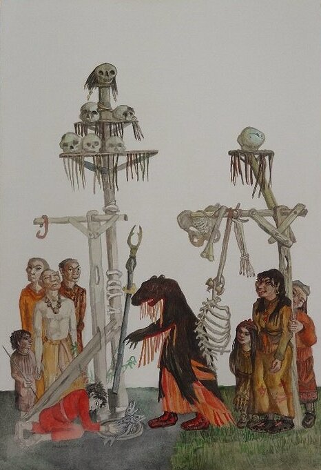 Владислав Несынов "Архаичная Сибирь" авторский графический лист из серии, предположительно находящейся в подвалах музея Тальцы