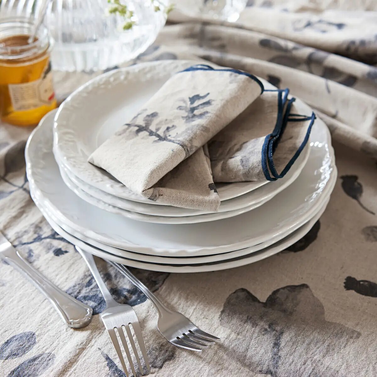 Комплект из 4 полотенец столовых из смешанной ткани, Automne 
