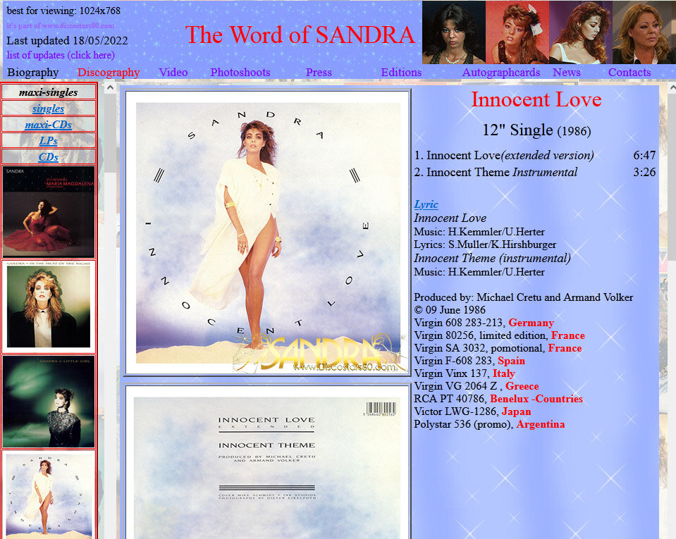 Сингл "innocent Love" выпущен на фирме Virgin 9 июня 1986