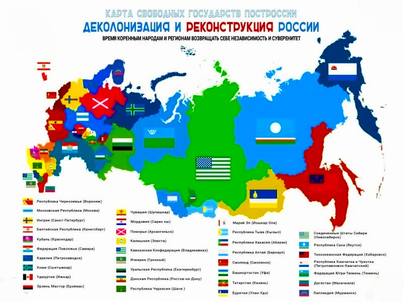 карта независимых государств ПостРоссии (по плану участников форума)