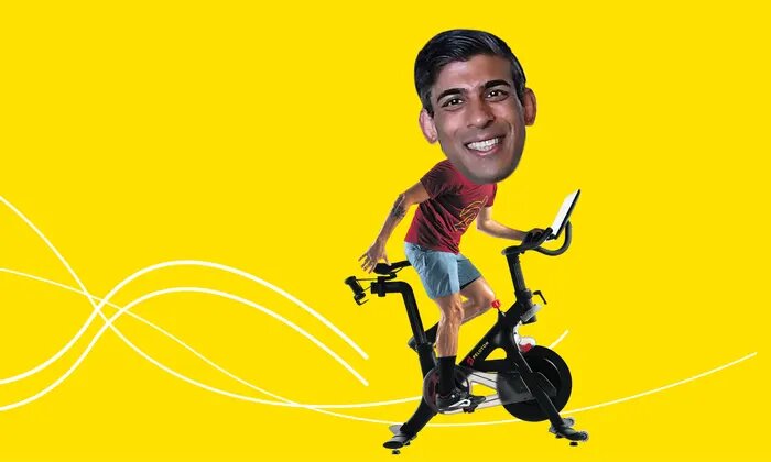 Peloton fan Rishi Sunak. Composite: Getty