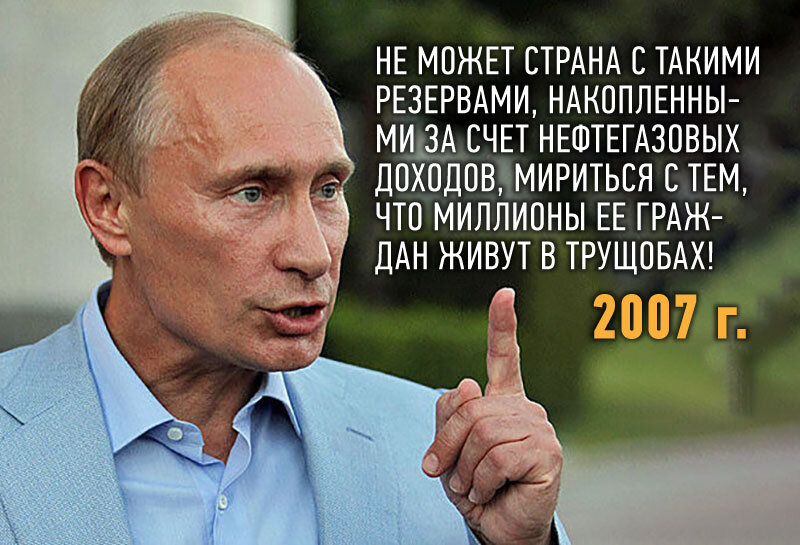 Грозить уходом. Борьба с трущобами Путина.