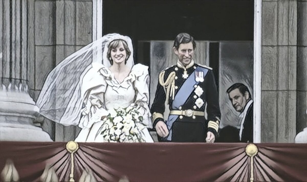 счастливые молодожены  Диана и Чарльз