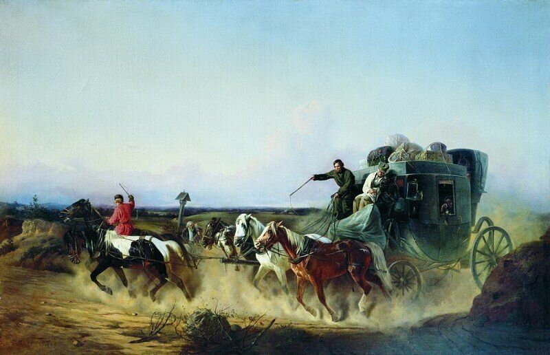 Помещица в пути. Картина Николая Сверчкова, 1855 год. Wikimedia