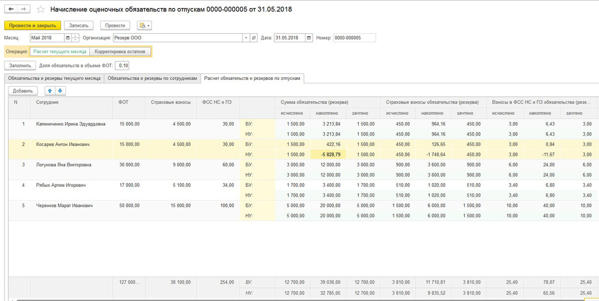 Оценочные обязательства по отпускам по БУ и НУ в «1С:ЗУП» | Стань профи ...