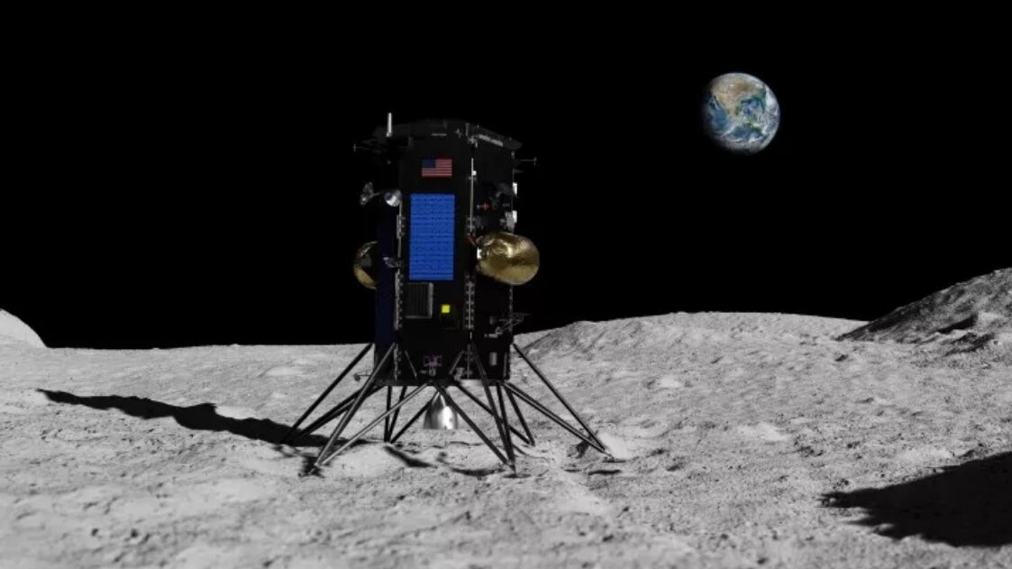  Художественное изображение посадочного аппарата "NOVA-C" на лунной поверхности, сайт Intuitive Machines