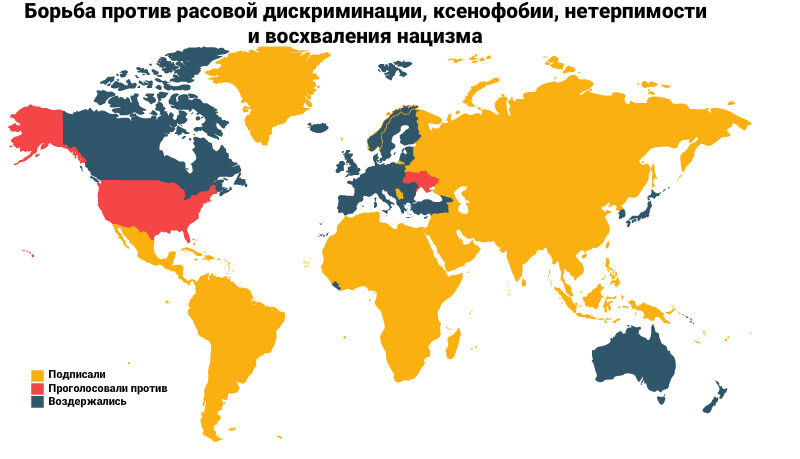 карта голосования в ООН за борьбу с неонацизмом