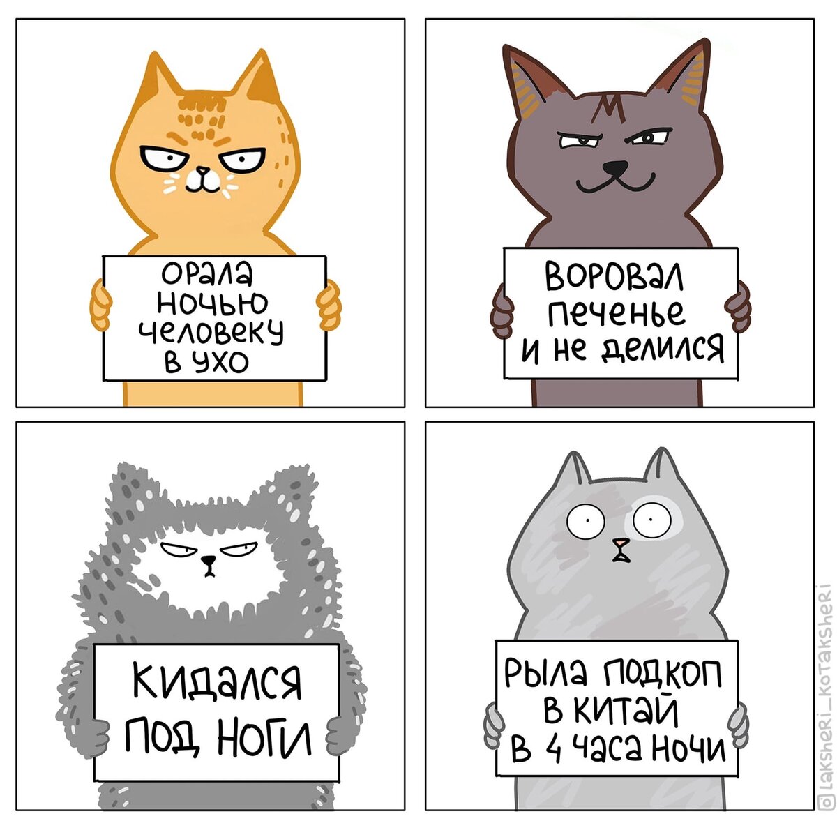 Художница которые могут рассмешить тех, у кого есть кот, рисует смешные комиксы про жизнь с мужем и 4мя котами.