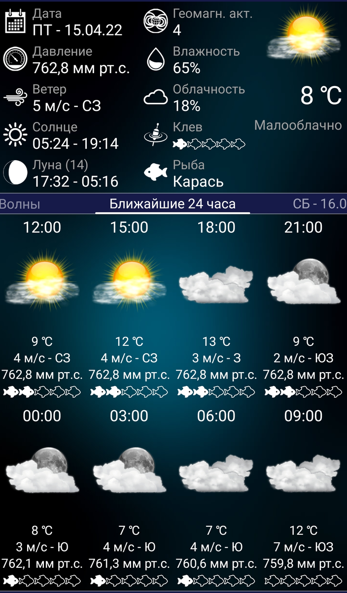 Прогноз клёва на рыбалку