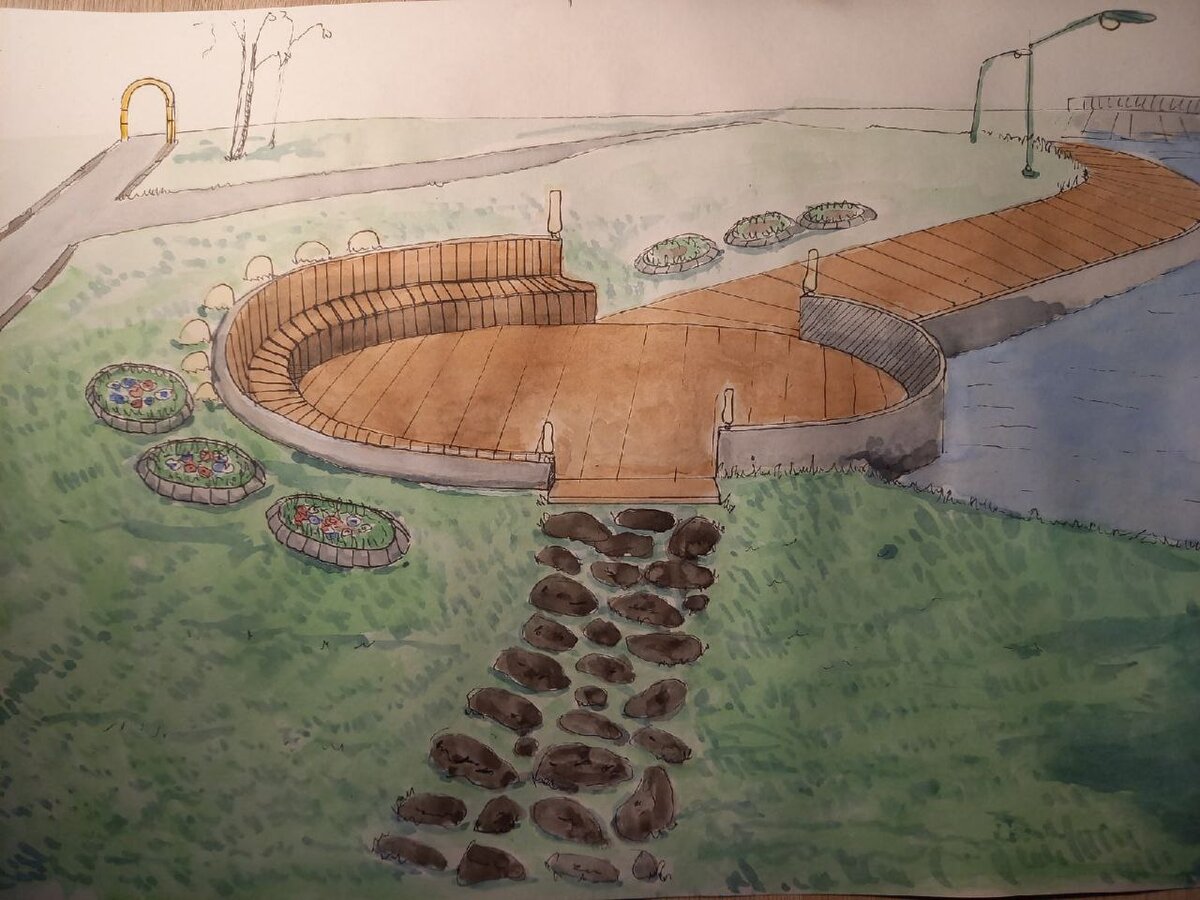 Набережная реки Петрица мкр Климовск