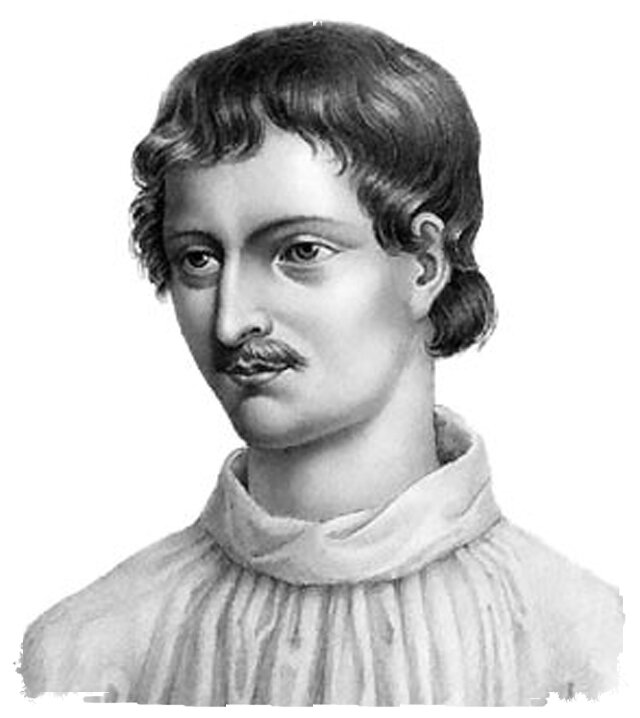 Современный портрет Джордано Бруно, основанный на деревянной гравюре из «Livre du recteur», 1578 г