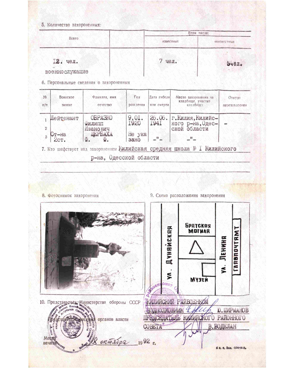 Из учетной карточки воинского захоронения. Источник: pamyat-naroda.ru