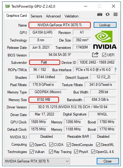 Анализ видеокарты через GPU-Z