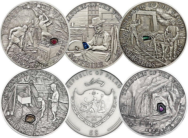 Республика Палау. Серия 5-ти долларовых монет 2009-13 гг. "Treasures of the World". Чуть позже рассмотрим их поближе.