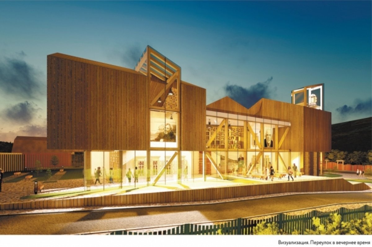    Визуализация переулка в ночное время.