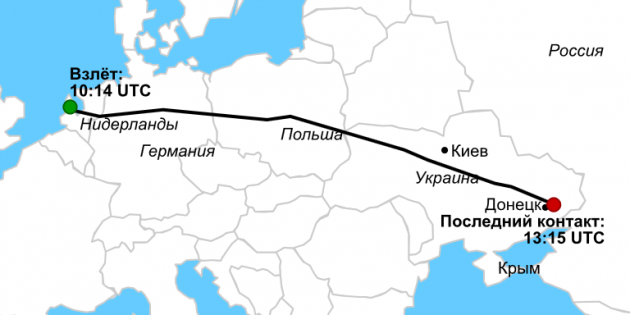    Карта рейса MH17 (cc) MaxN