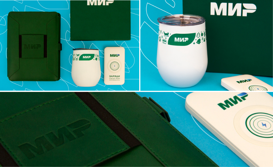 На фото: набор на Новый год от платёжной системы МИР.