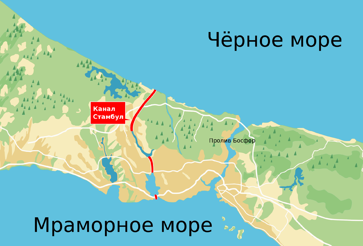 © Kirill Borisenko / Wikimedia Commons / CC BY-SA 4.0 (Маршрут судоходного канала. За столетия рассматривались разные варианты)