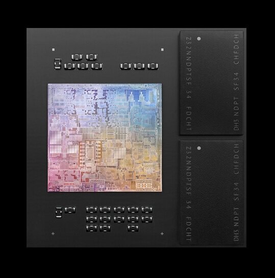 Кристалл Apple Silicon M1 с микросхемами LDDR4X