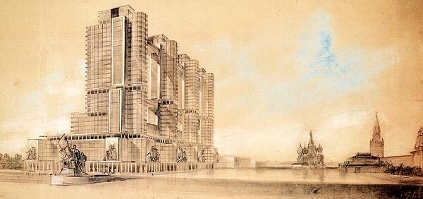В 1934 был проведен конкурс на проект здания Народного комиссариата тяжёлой промышленности СССР.  Здание планировали возвести на Красной площади, на площади в 4 гектара.