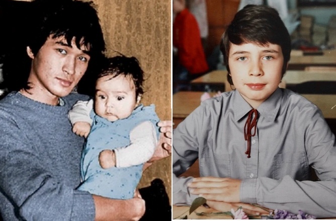 Александр Цой в детстве с отцом