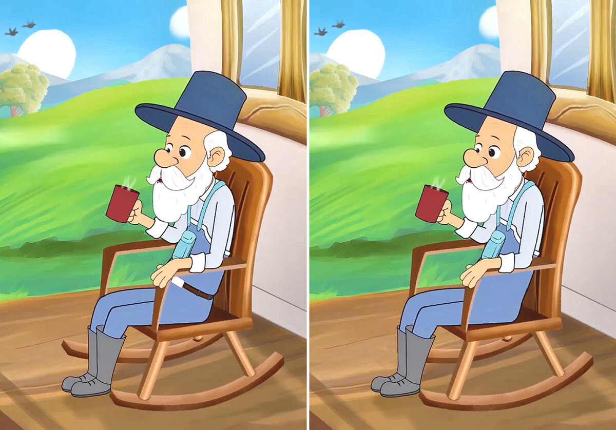 Ну насколько. Найди три отличия между картинками. Дедушка пьет чай. Дедушки которые разговаривают между собой рисунки. Распечатать персонажа дедушку который пьет чай.