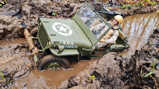 ТОПИМ Jeep Willys MB в гряземесе ... Тест большого внедорожника 1/6 от RocHobby